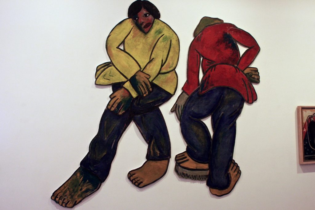 Zwei Figuren an die Wand gemalt im Picasso Museum in Antibes